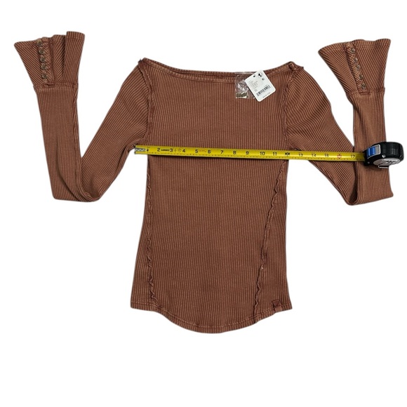 FREE PEOPLE Women's Soul Sister Ribbed Bell-Sleeve Top, SIZE XSMALL - Picture 8 of 15